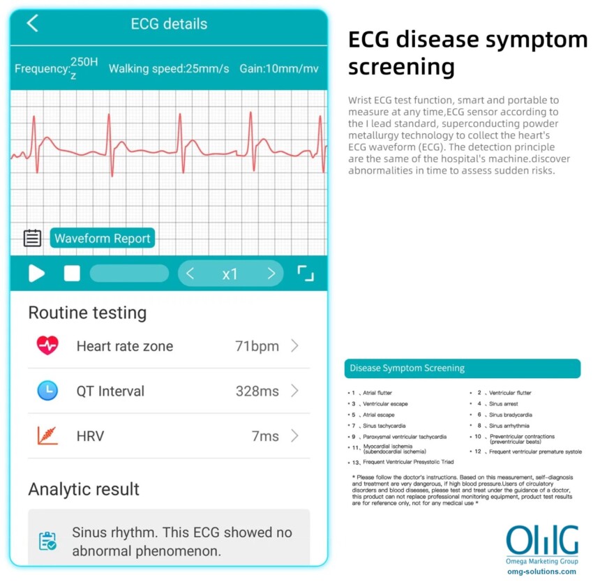GPS062 - Health monitoring watch with Blood Glucose & ECG Monitoring (No GPS) - ECG Screening