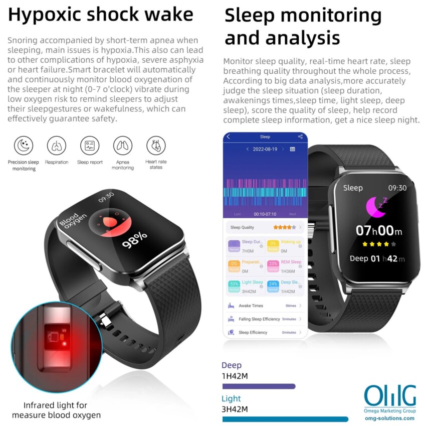 GPS062 - Health monitoring watch with Blood Glucose & ECG Monitoring (No GPS) - Sleep Record