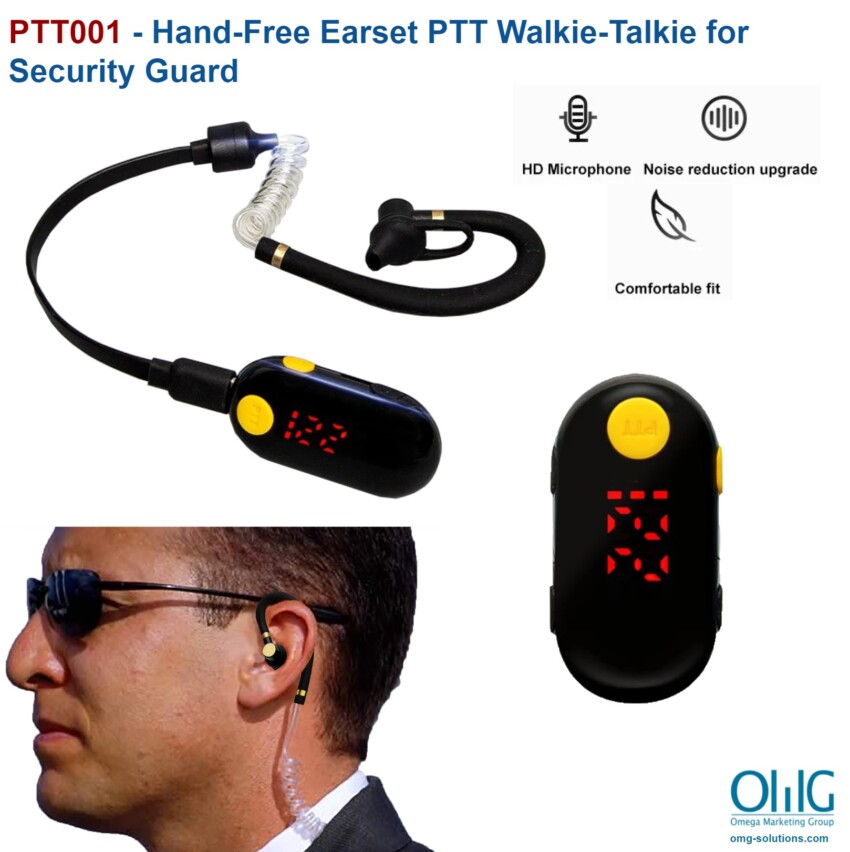 PTT001 - Hand-Free Earset PTT Walkie-Talkie for Security Guard - Main
