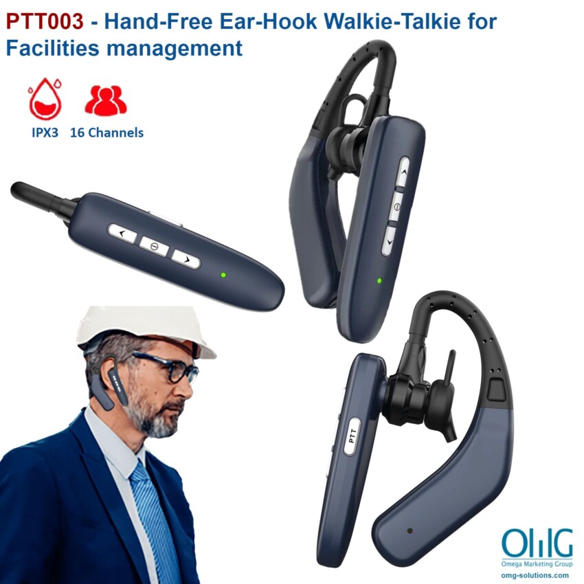 PTT003 - Hand-Free Ear-Hook Walkie-Talkie for Facilities Management - Main