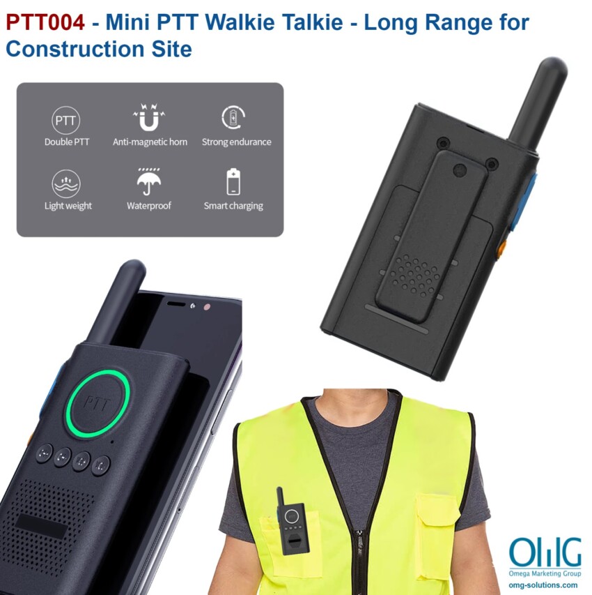 PTT004 - Mini PTT Walkie Talkie - Long Range for Construction Site - Main