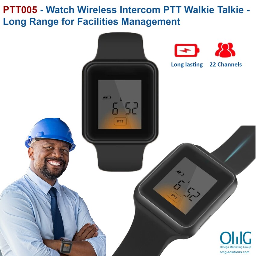 PTT005 - Watch Wireless Intercom PTT Walkie Talkie - Long Range for Facilities Management - Main