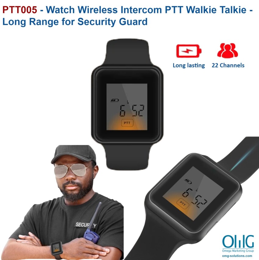 PTT005 - Watch Wireless Intercom PTT Walkie Talkie - Long Range for Security Guard