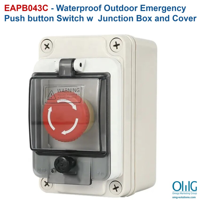 EAPB043C - Waterproof Outdoor Emergency Push button Switch w Junction Box and Cover - main