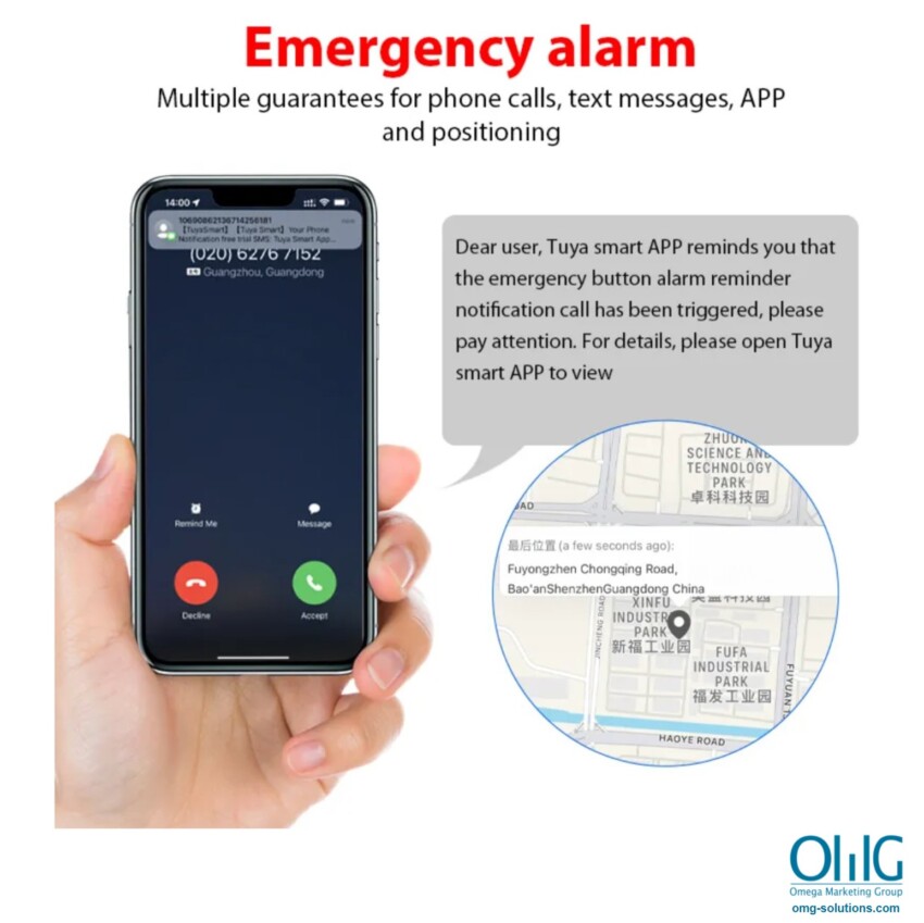 PA010C - Rechargeable Waterproof Personal Safety Alarm with led Light & Loud Siren 130db with Wifi - Emergency Alrm