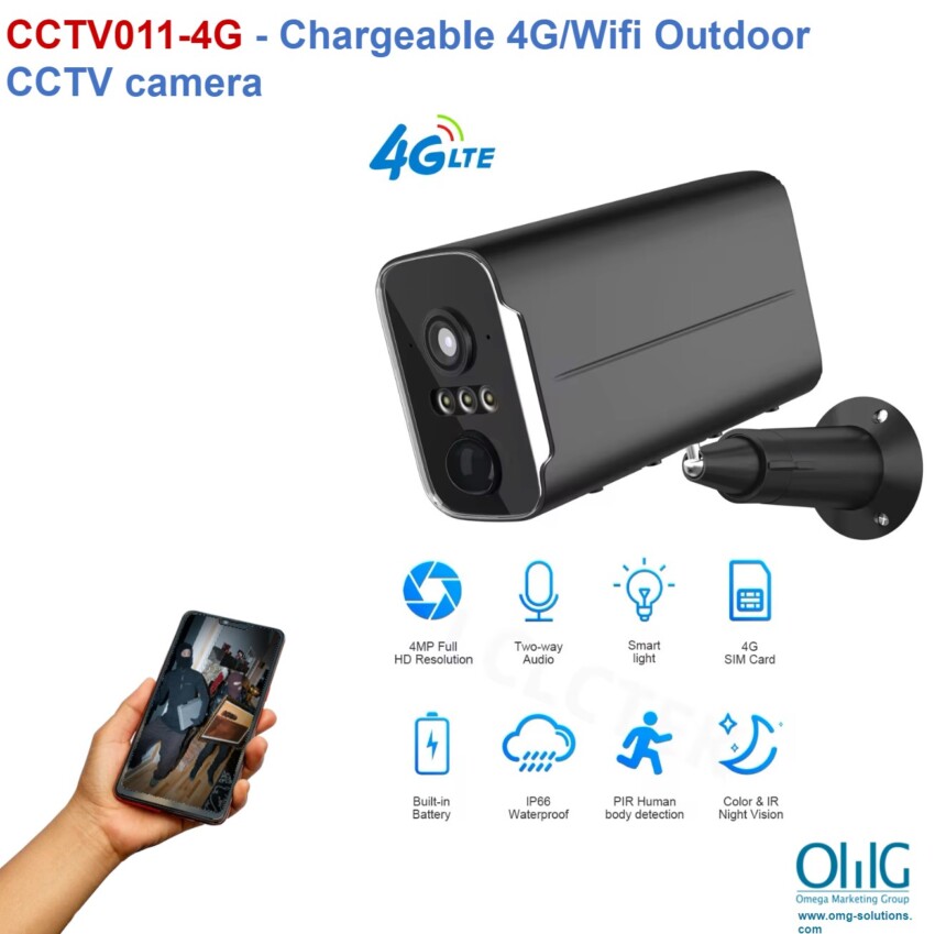 CCTV011-4G - Chargeable 4G Wifi Outdoor CCTV Camera - Main Page