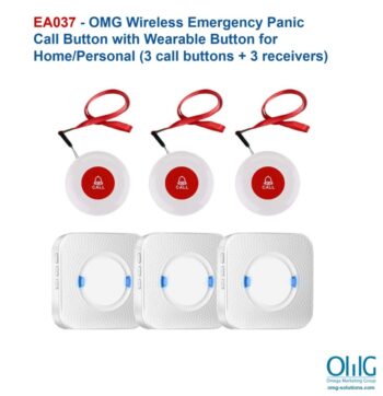 EA037 –Wireless Emergency Panic Call Button with Wearable Button - 3CB & 3R
