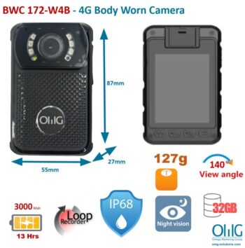 BWC172-W4B - 4G Light Weight Live Streaming Body Camera