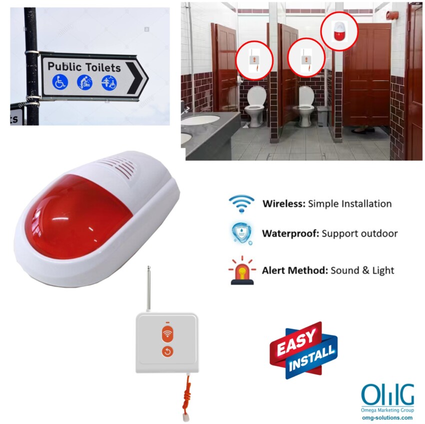 EA018-SETB – OMG Wireless Waterproof Public Toilets Alarm (Sound & Light)