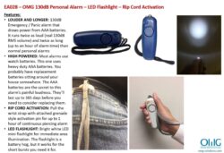 EA028 – OMG Summary of 130dB Personal Alarm – LED Flashlight