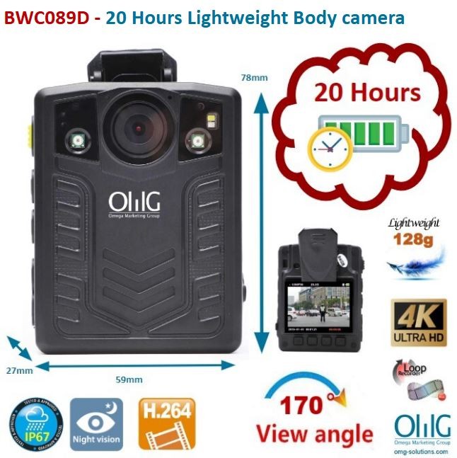 BWC089D - 20 Hours Lightweight Body Camera
