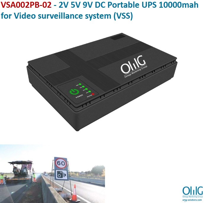 VSA002PB-02 – 2V 5V 9V DC Portable UPS 10000mah for Video surveillance system (VSS)