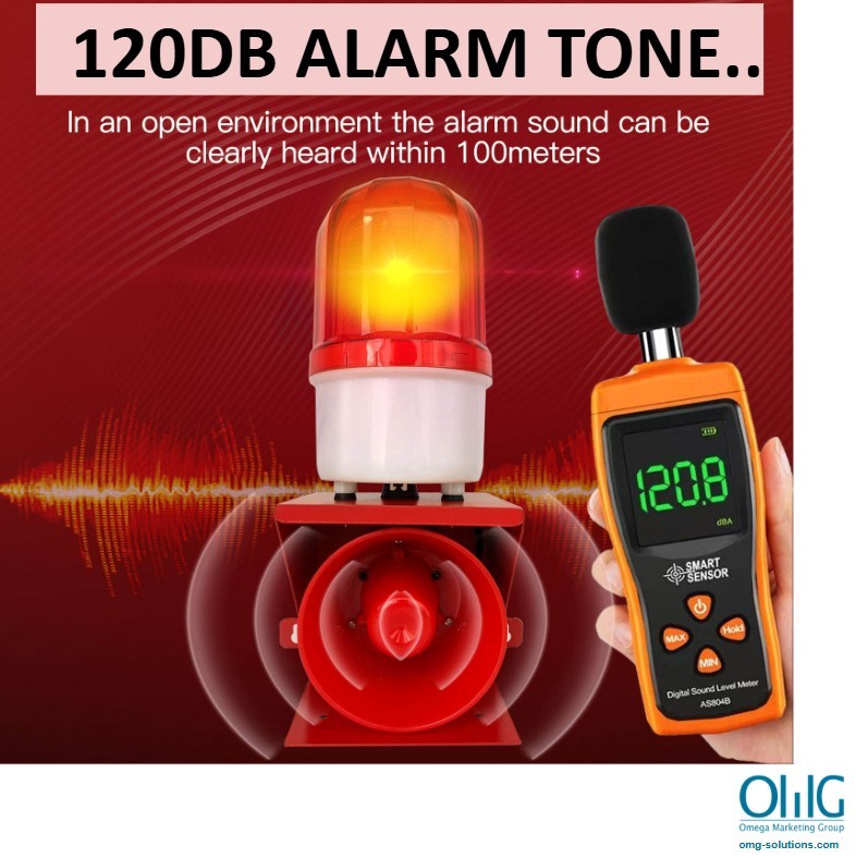 OMG EACM025C - Industrial Horn Siren Sound Light Emergency Alarm - 129DB