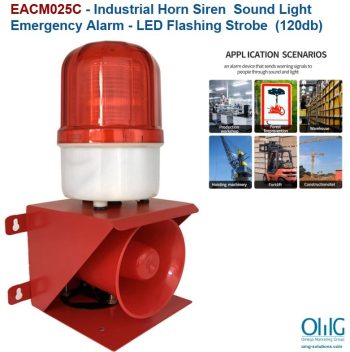 OMG EACM025C - Industrial Horn Siren Sound Light Emergency Alarm - Main