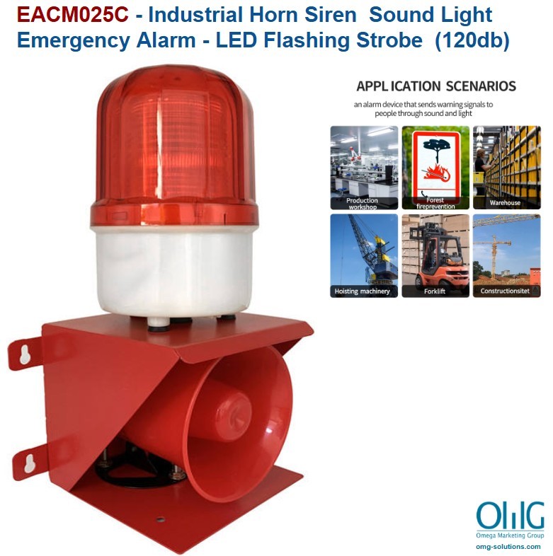OMG EACM025C - Industrial Horn Siren Sound Light Emergency Alarm - Main