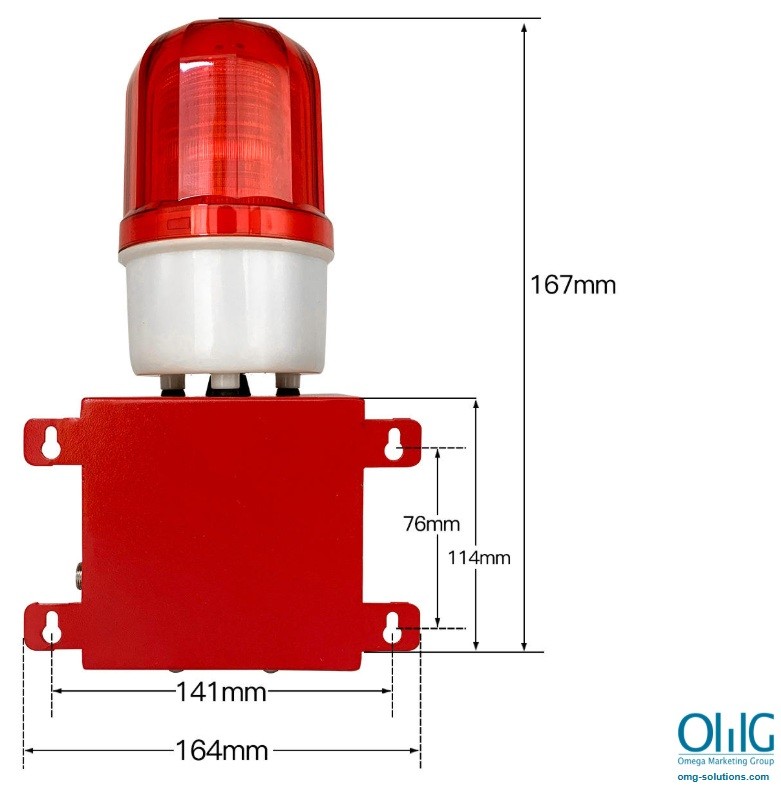 OMG EACM025C - Industrial Horn Siren Sound Light Emergency Alarm - Size